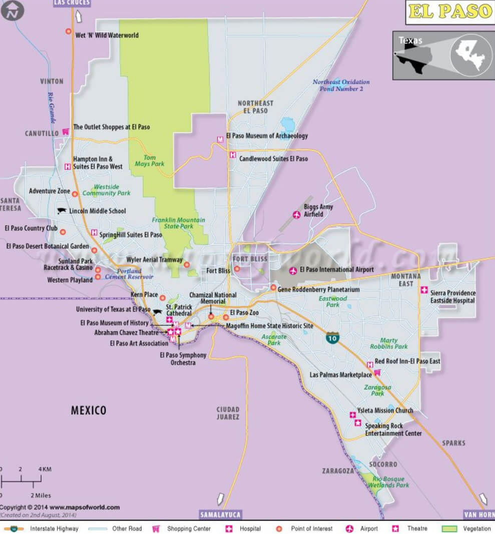 El Paso City Map   Texas